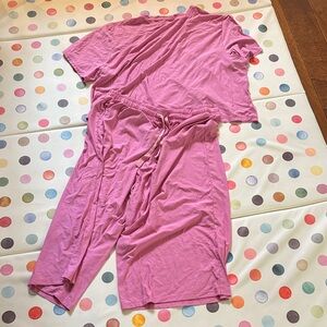 Beyond Yoga Women’s Soft Pink Pajama Set - Short Sleeve Top & Lounge Pants XXL